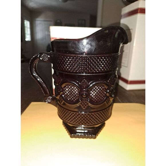 Vintage 1984 Avon 1876 Cape Cod Ruby Red Pressed Glass Drink Pitcher w/ Box NOS - Picture 1 of 7
